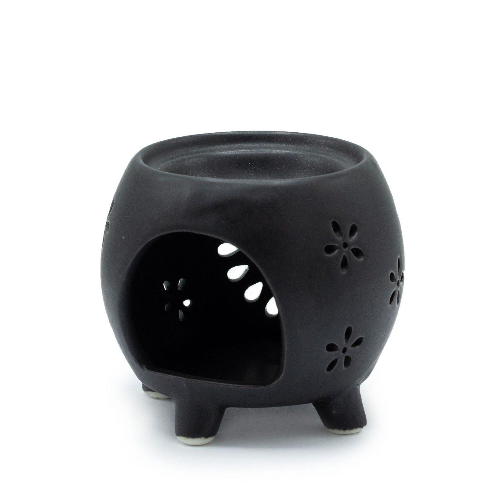 Squat Pot Oil Burner Flower Burst - Matt Black product image