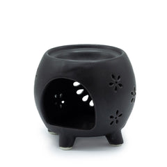 Squat Pot Oil Burner Flower Burst - Matt Black product image