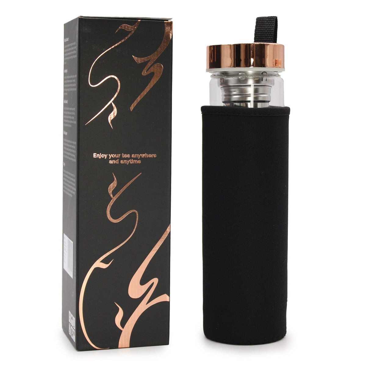 Crystal Glass Tea Infuser Bottle - Rose Gold - Rose Quartz product image 4
