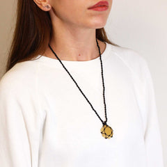 Laced Gemstone Hexagon Pendant - Yellow Quartz product image 2