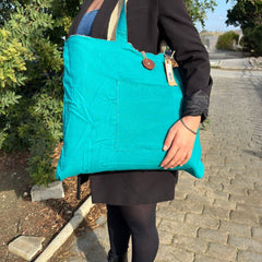 Jute & Cotton Reversible Big Bag - Teal product image 6