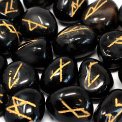 Runes Stone Set in Pouch - Black Onyx product image