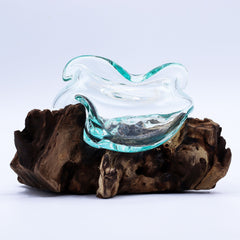 Molten Glass Wavy Bowl on Wood 18cm product image 3