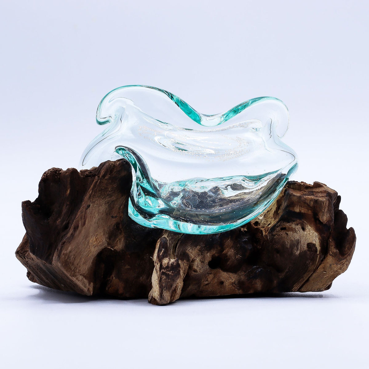 Molten Glass Wavy Bowl on Wood 18cm product image 3