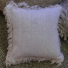 Linen Cushion Cover 45x45cm with fringe product image 2