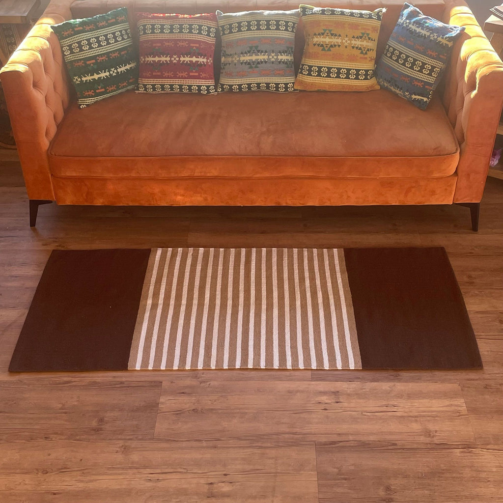 Indian Cotton Rug - 70x170cm - Dark Brown / Beige product image 2