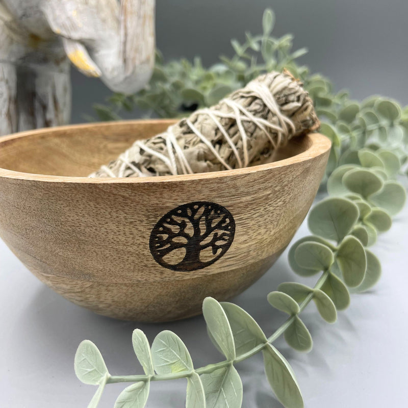 Wooden Smudge and Ritual Offerings Bowl - Tree of Life - 13x7cm product image