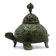 Brass Verdigris Tibetan Turtle Incense Holder - Lrg product image 3