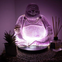 Laughing Buddha Lamp Lavender Crackle - Round Stand product image 3