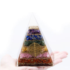 Orgonite Pyramid - Seven Chakra Flower of Life - 70 mm product image 2
