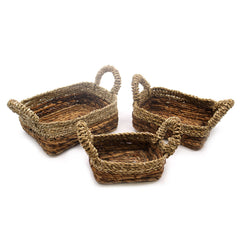 Banana Leaf & Seagrass Square Basket- Set of 3 product image 4
