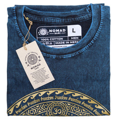 Nomad Sari Stonewashed Cotton T-Shirt – Hamsa – Blue – Large product image 2