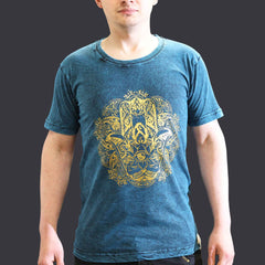 Nomad Sari Stonewashed Cotton T-Shirt – Hamsa – Blue – Small product image
