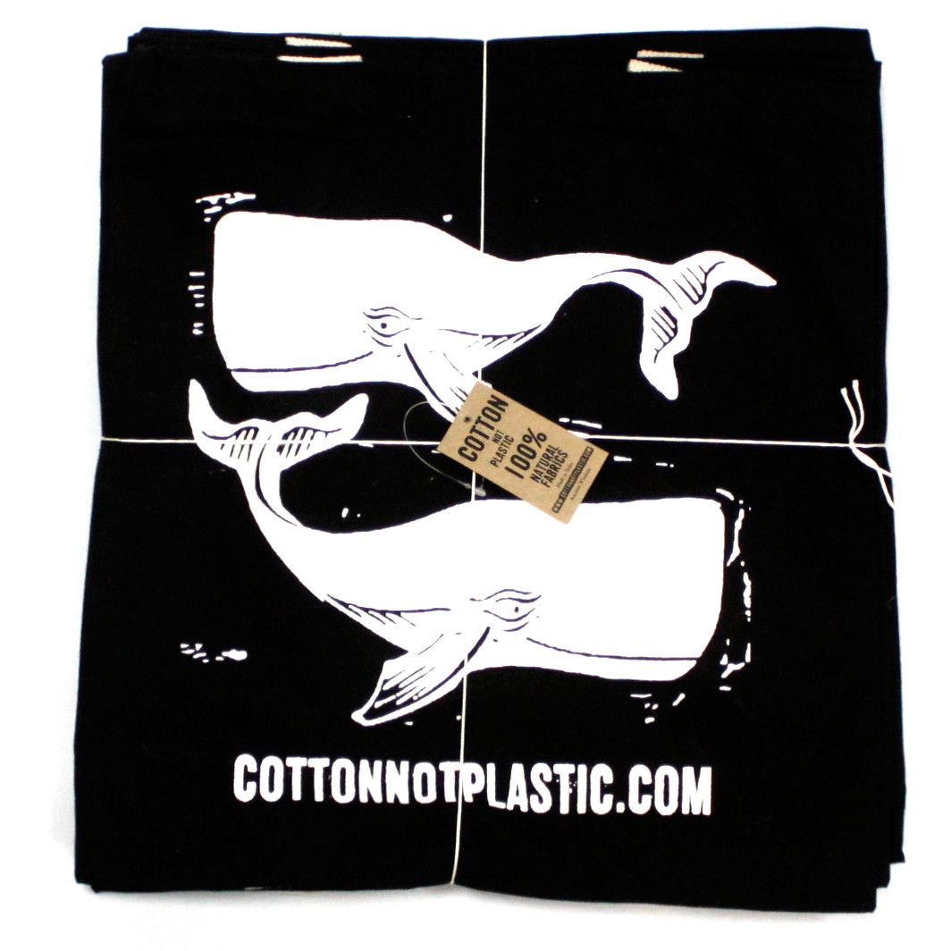 Lrg Black 8oz Cotton Bag 38x42cm - WHALES - WHITE product image 2