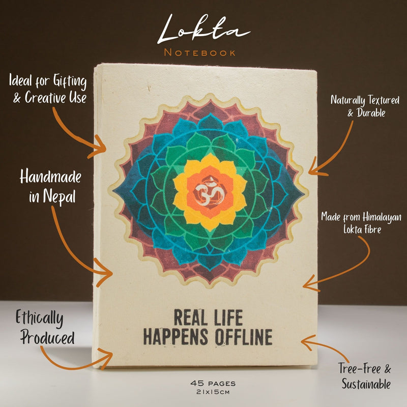 Lokta Inspiration Notebook – Real Life – Large (21x15cm) – 45 Leaves – Includes Bookmark product image