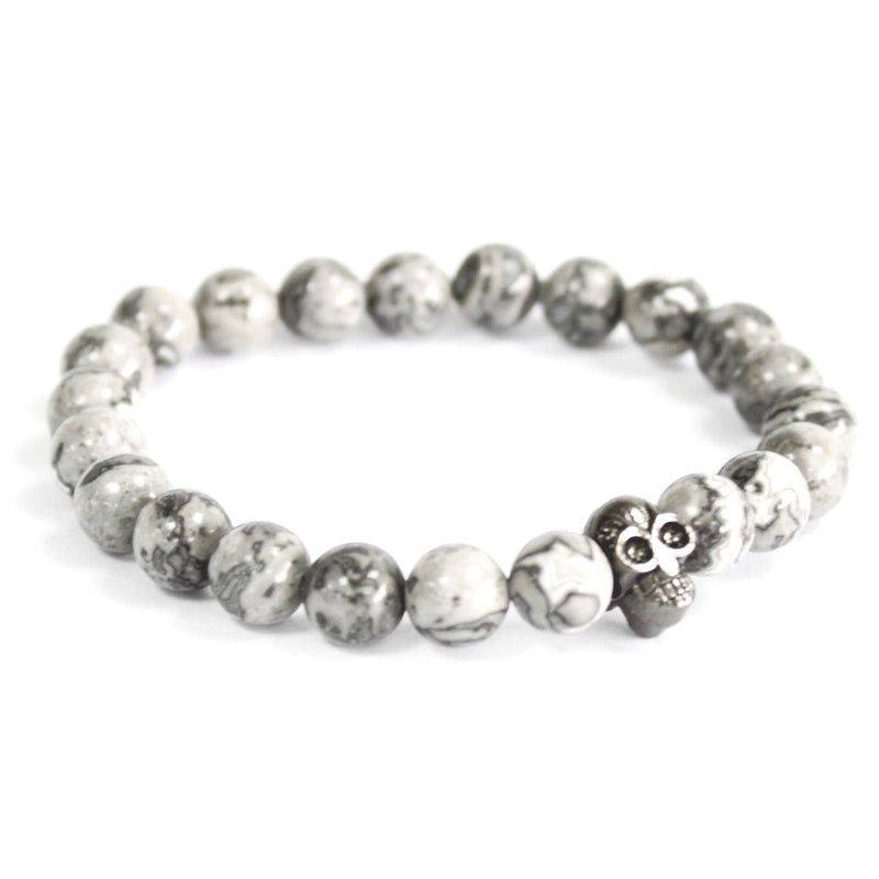 Pewter Skull / Grey Agate - Gemstone Bracelet product image