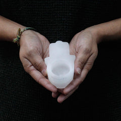Selenite Hamsa Candle Holder product image 2