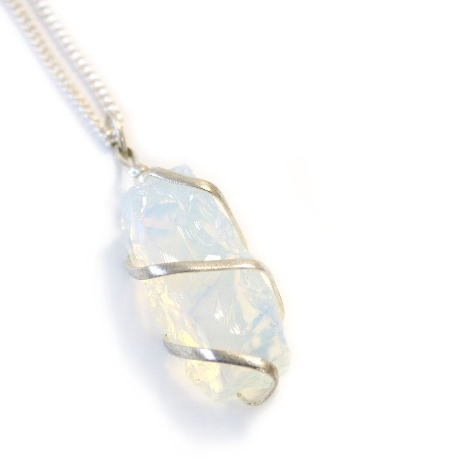 Cascade Wrapped Gemstone Necklace - Rough Opalite product image