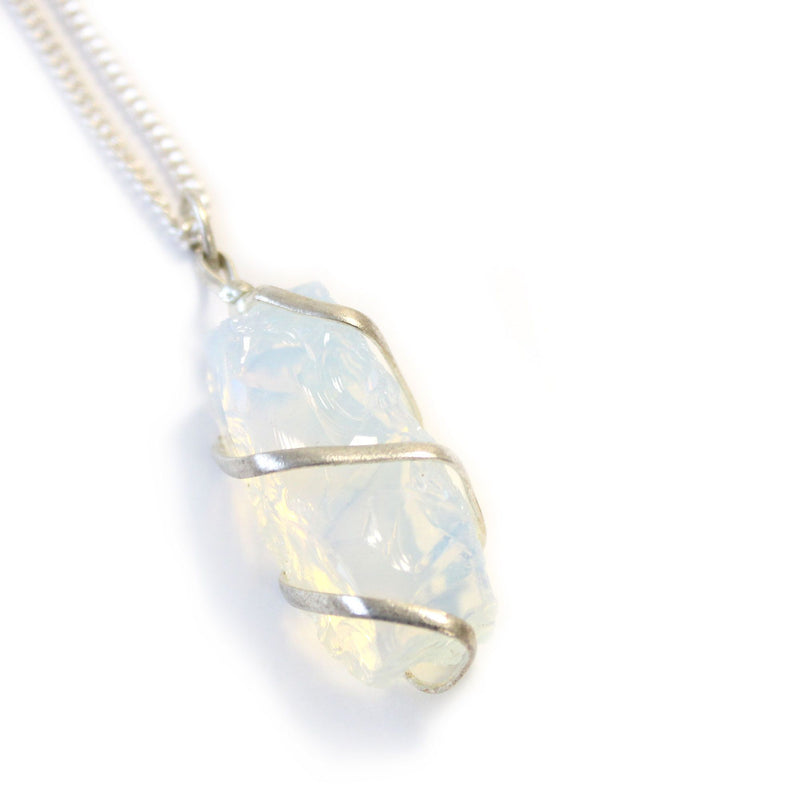 Cascade Wrapped Gemstone Necklace - Rough Opalite product image