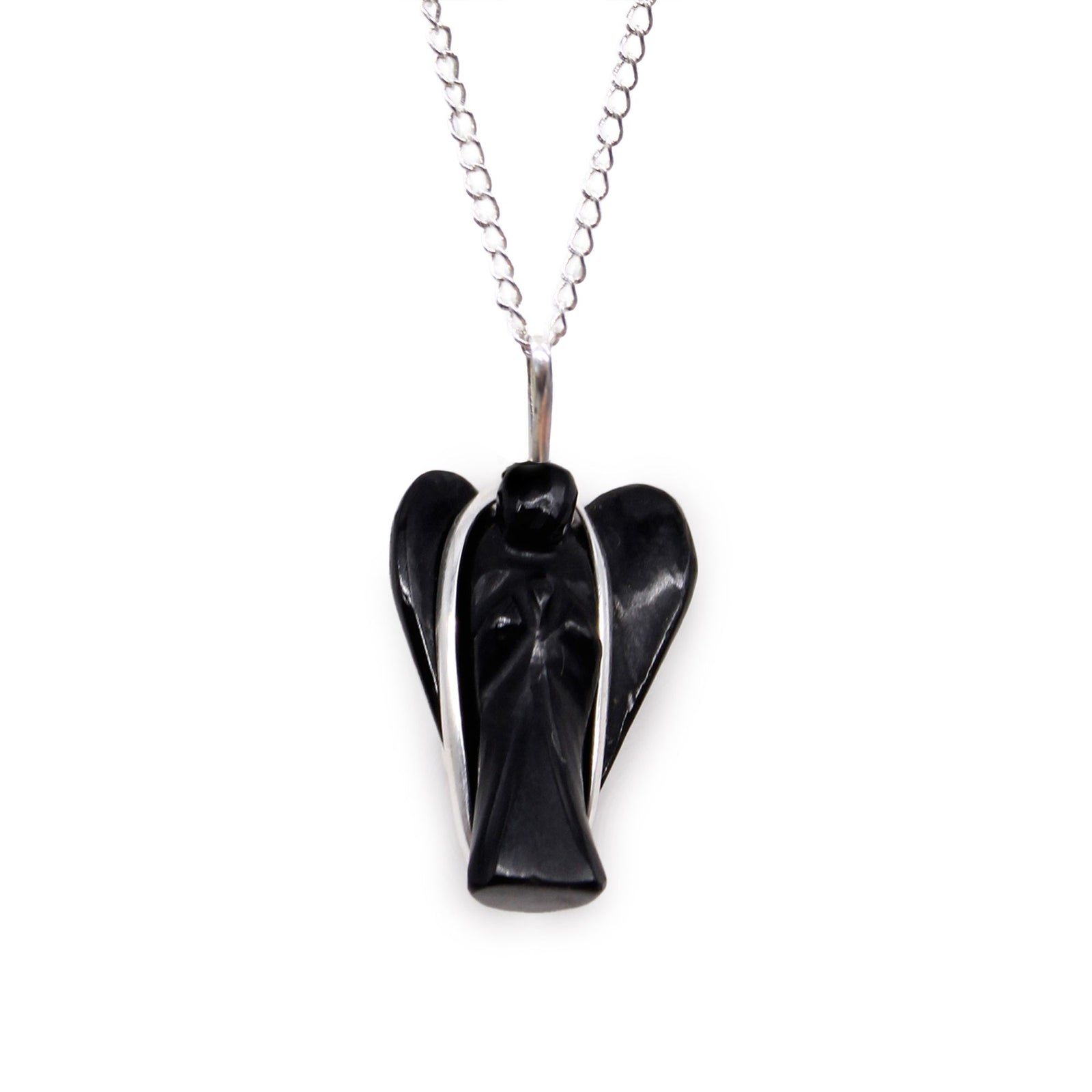 Gemstone Guardian Angel Pendant - Black Agate product image