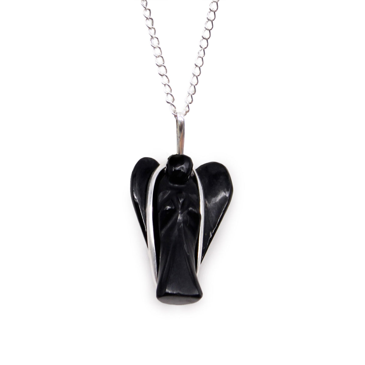 Gemstone Guardian Angel Pendant - Black Agate product image