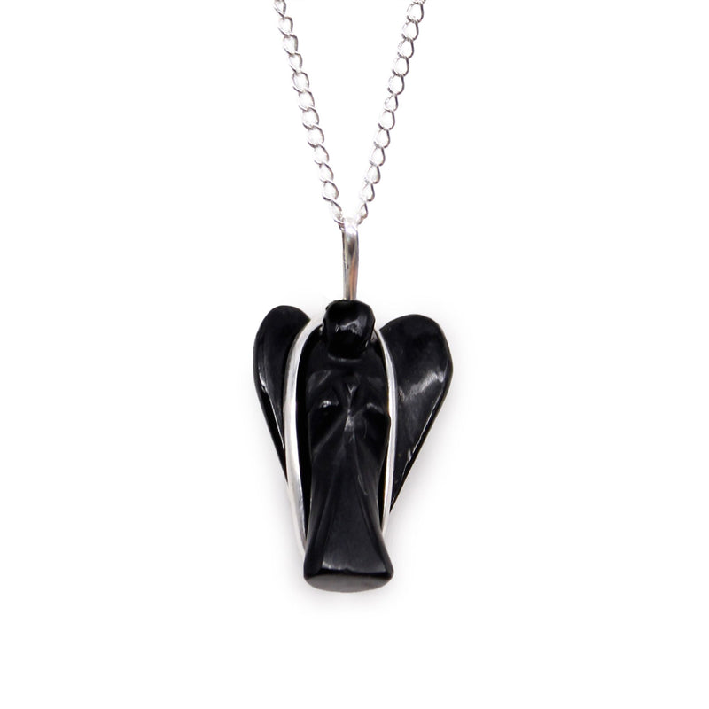 Gemstone Guardian Angel Pendant - Black Agate product image