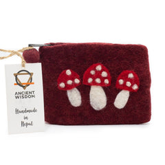 Natural Felt Zipper Pouch (asst) - Wild Mushrooms product image 3