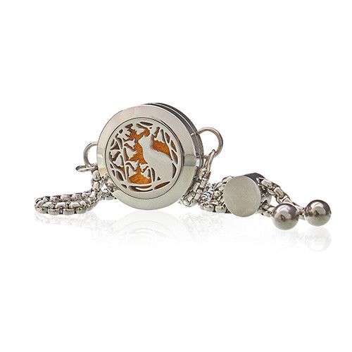 Aromatherapy Jewellery Chain Bracelet - Cat & Flowers - 20mm product image