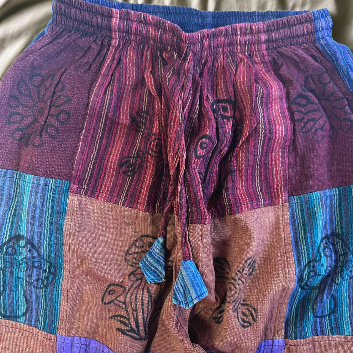 Nomad Sari - Mushroom Pants - Block Print Designs - Purple Tones S/M product image 2