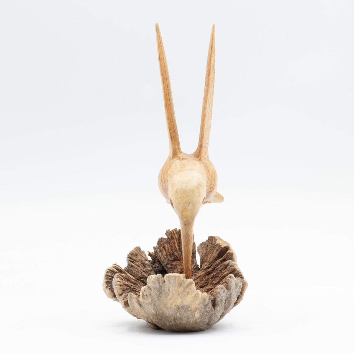 Handmade Parasite Wood Art Carving - Nectar Drinking Hummingbird product image