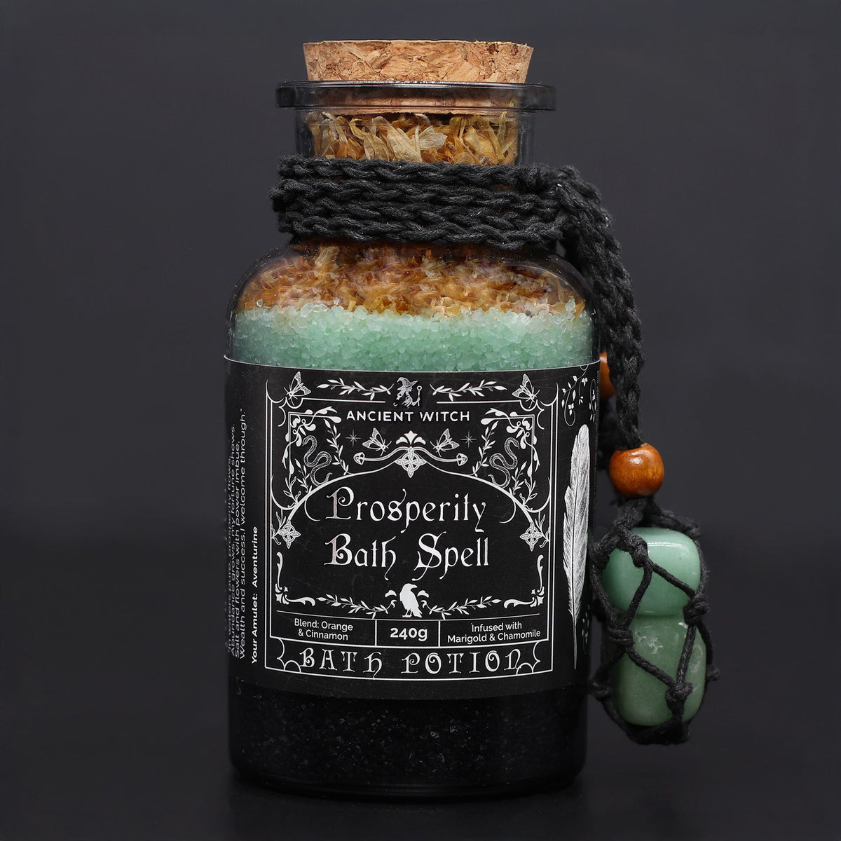 Ancient Witch Bath Spell Potion & Aventurine Crystal Amulet - Prosperity product image