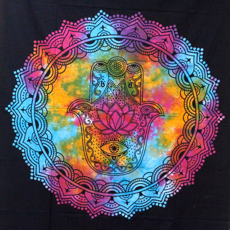 Double Cotton Bedspread + Wall Hanging - Black Hamsa product image