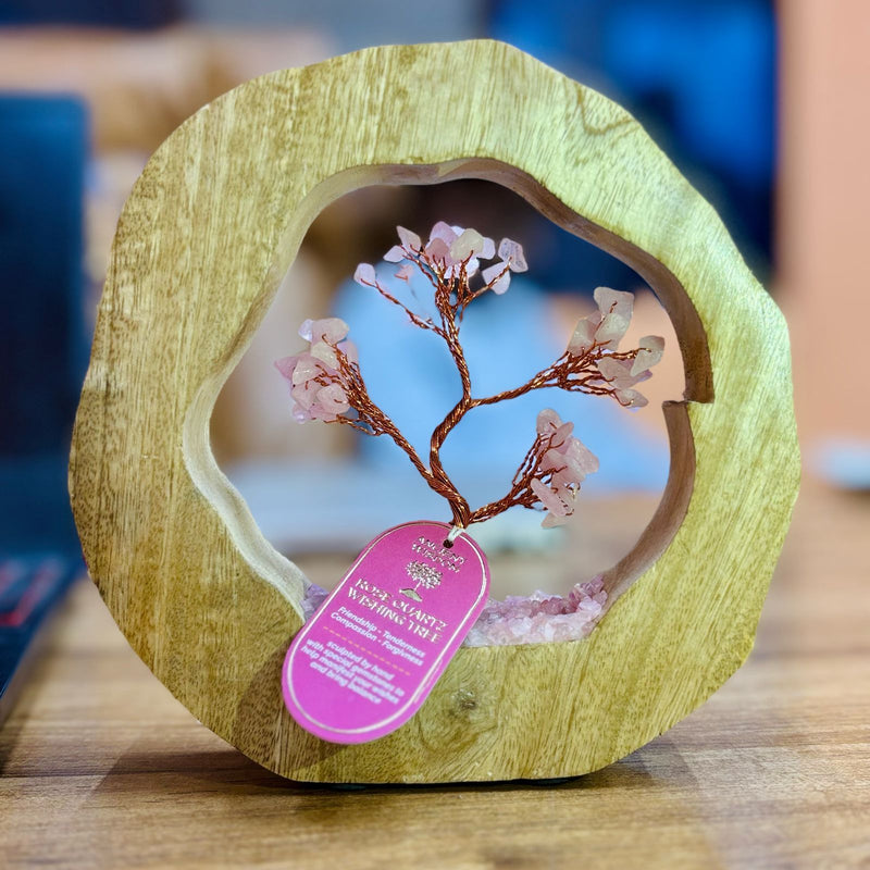 Gemstone Tree Garden - Mango Wood Ring - Rose Quartz - 60 chipstones product image
