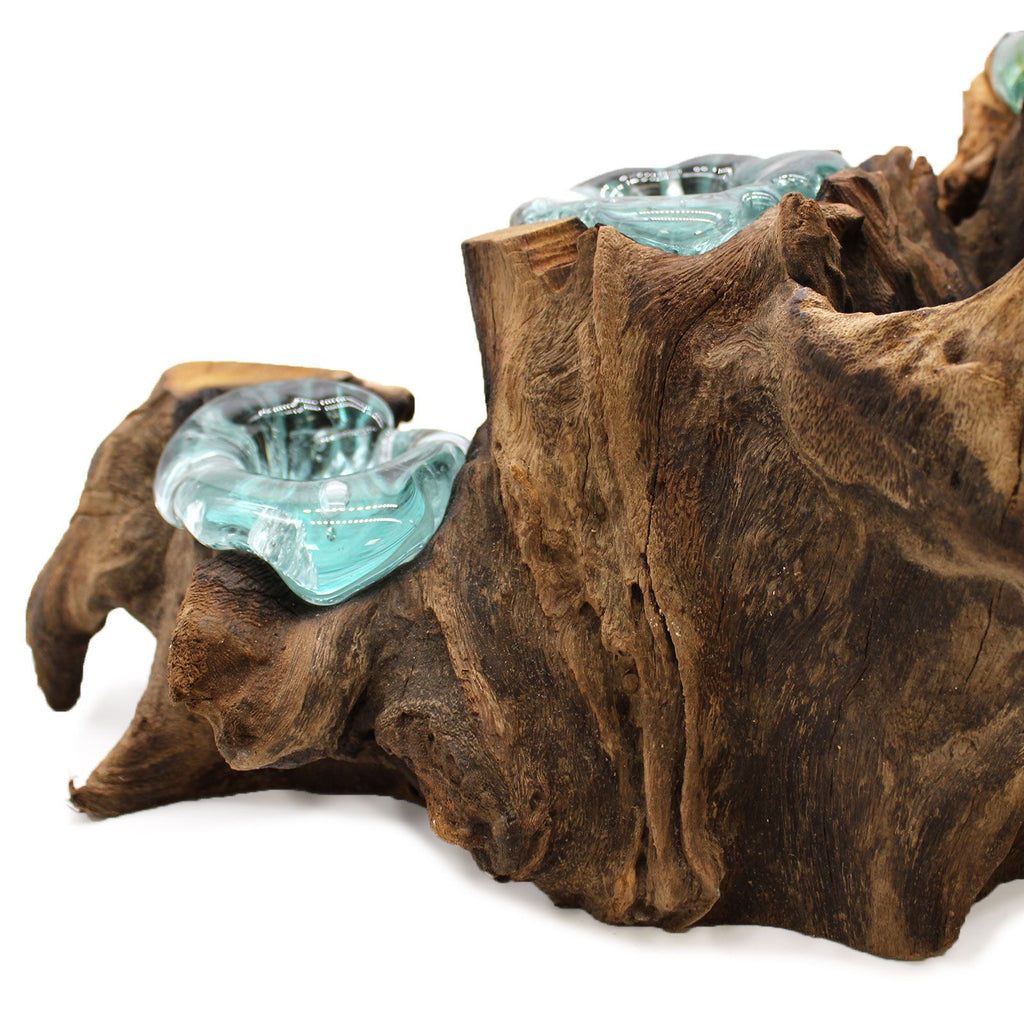 Molton Glass Five Candle Holder on Wood product image 9