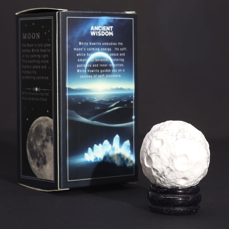 White Howlite Planet on a Sola Goldstone Stand (MOON) product image