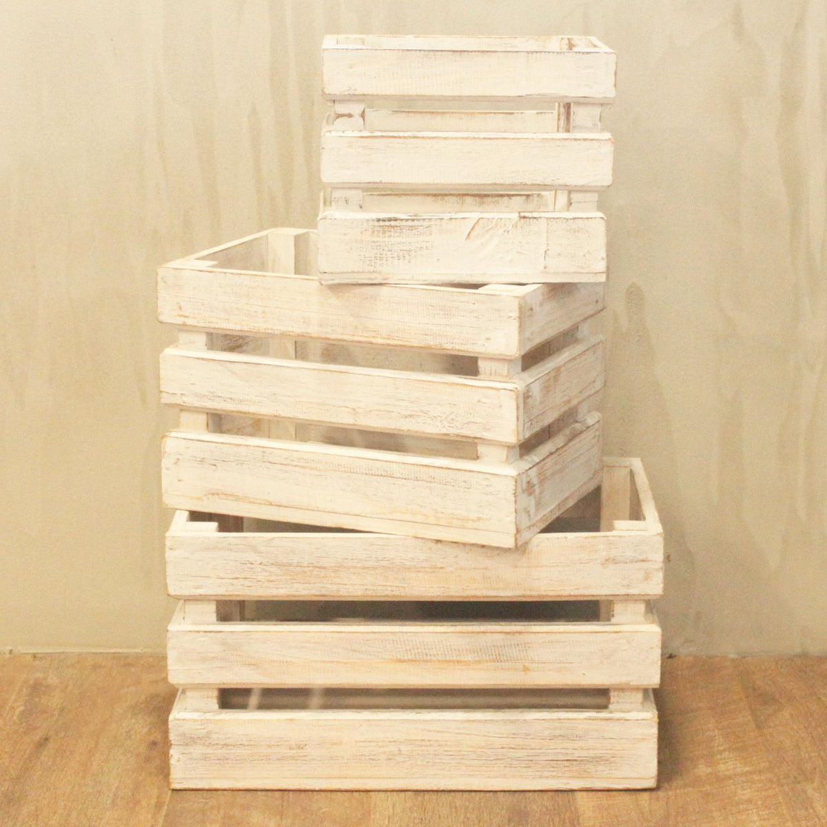 Wooden Storage Crates – Whitewash (Set of 3) product image 4