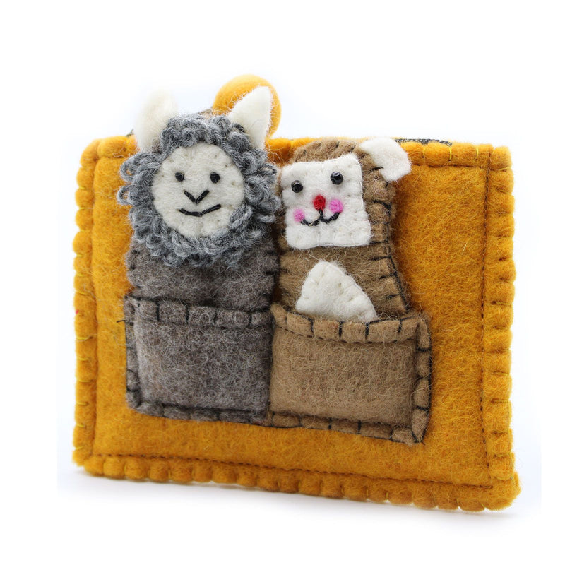 Pouch with Finger Puppets - Bear & Sheep product image