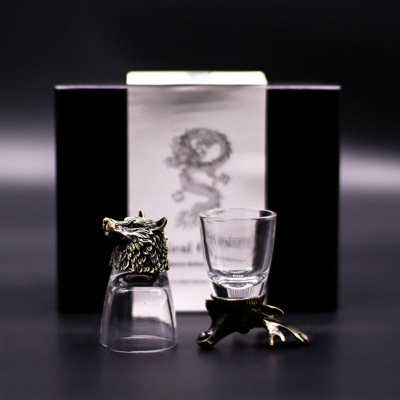 Gift Set of 6 Shot Glasses (50ml) - Wild Forest Creatures - Antique Bronze product image