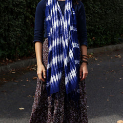 Boho Java Art Stole/Scarf - Indigo Stripes - 62x200cm product image 2