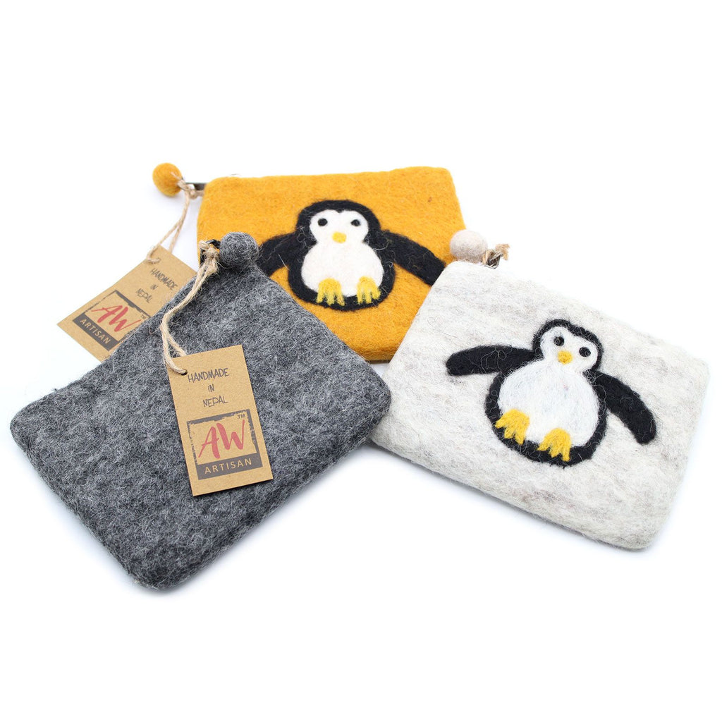 Natural Felt Zipper Pouch (asst) - Cute Penguin product image 6
