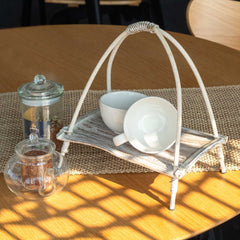 Coconut Leaf Tea Stand - Whitewash product image 2