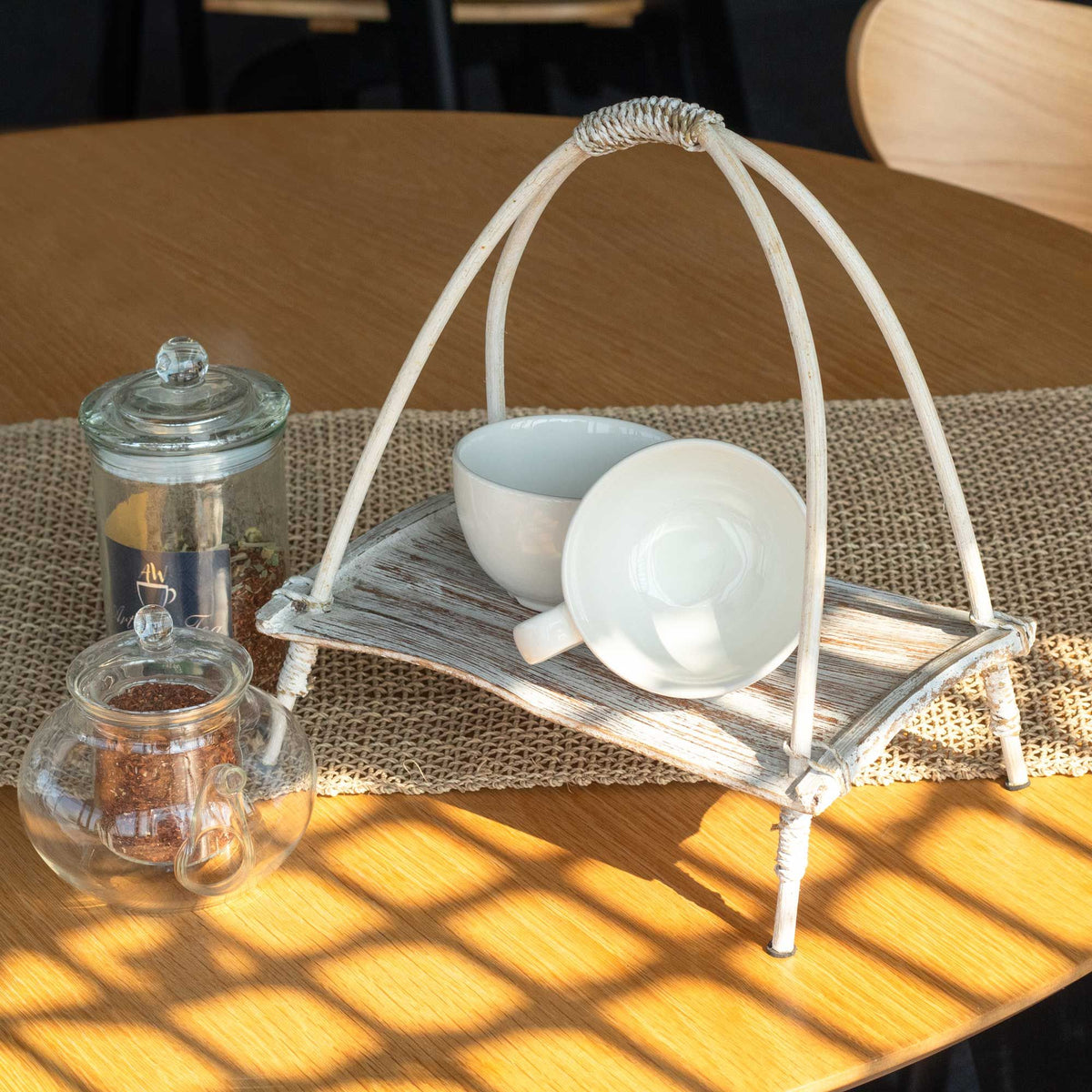 Coconut Leaf Tea Stand - Whitewash product image 2
