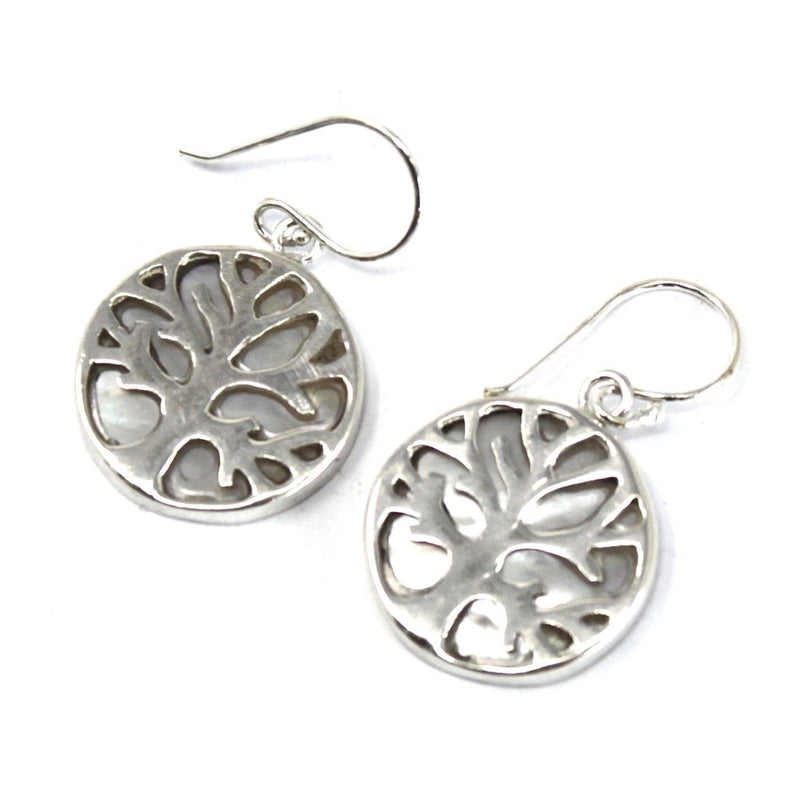 Tree of Life Silver Earrings 15mm - Mother of Pearl product image