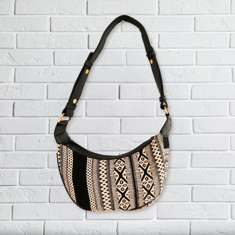 Jacquard Hobo Bag - Grey Metro (black strap) product image