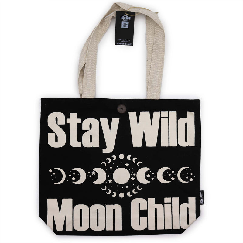 Iconic Classic Tote Bag - Stay Wild, Mood Child - Black Natural 10oz product image