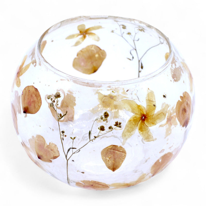 Natural Floral Glass - Large Bowl Candle Holder - Rosa - (12x13cm) product image