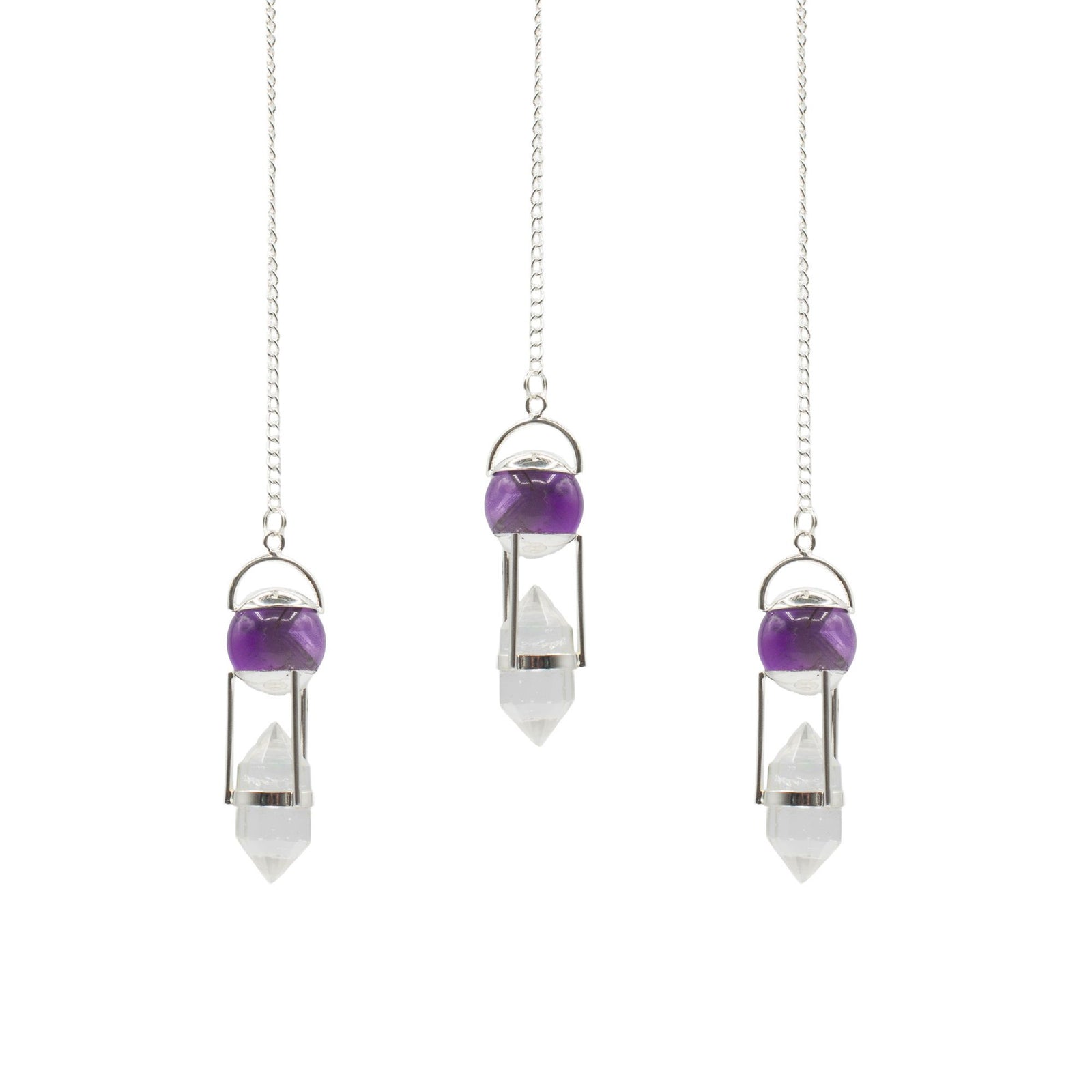 Seeker of Truth - Double Power Pendulum - Amethyst Globe - Clear Quartz Double Terminated product image