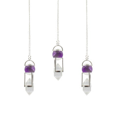 Seeker of Truth - Double Power Pendulum - Amethyst Globe - Clear Quartz Double Terminated product image
