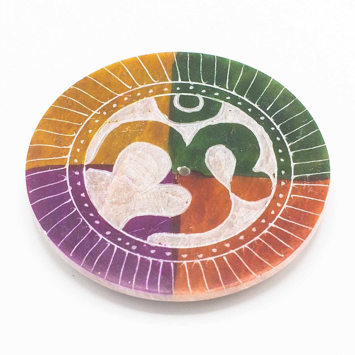 Soapstone Disc Incense Holder 8cm - Om product image