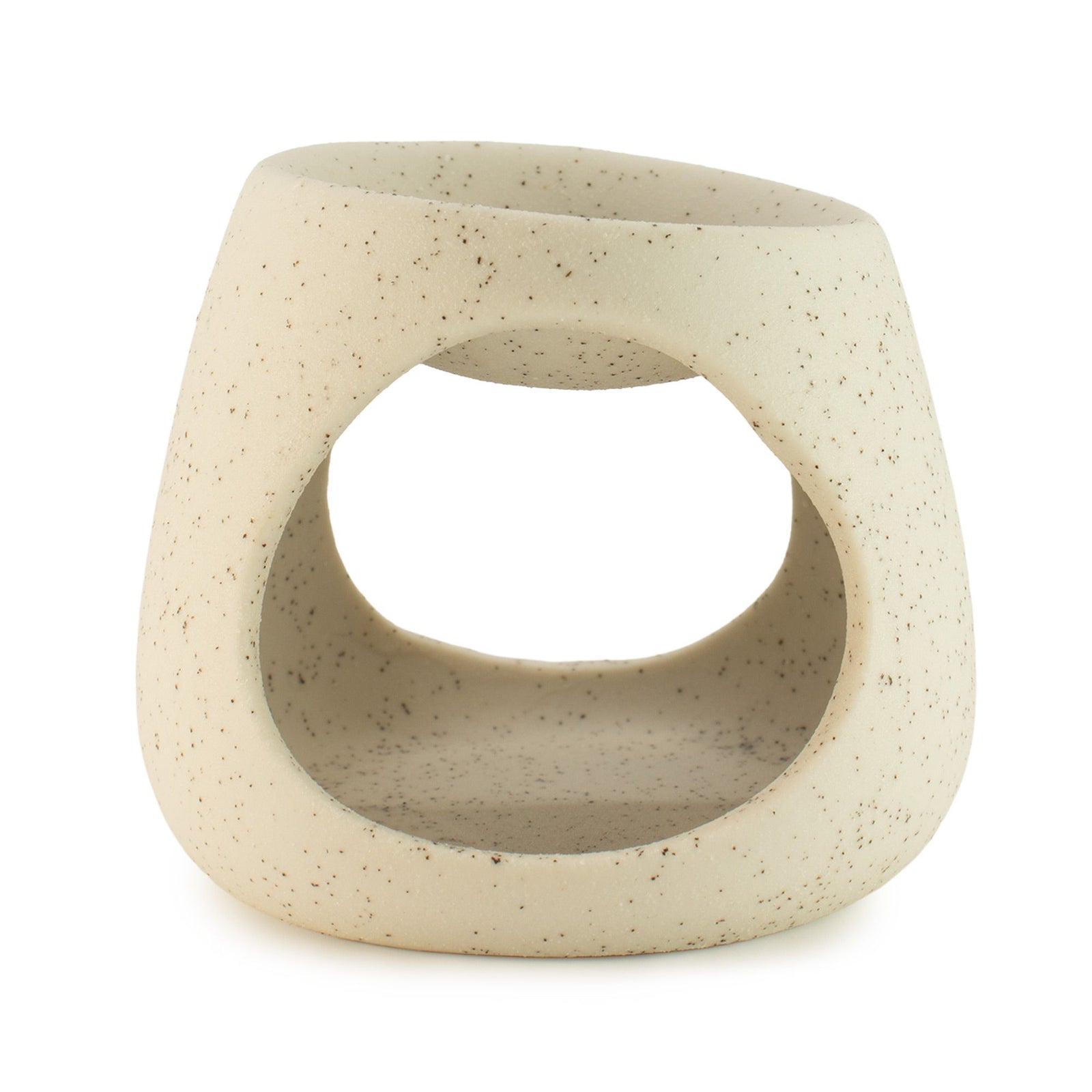 Ceramic Zen Oil Burner - Round Pebble - Speckled Off-White product image